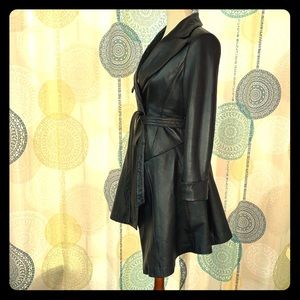Unique Custom Made Black Italian Leather Coat M